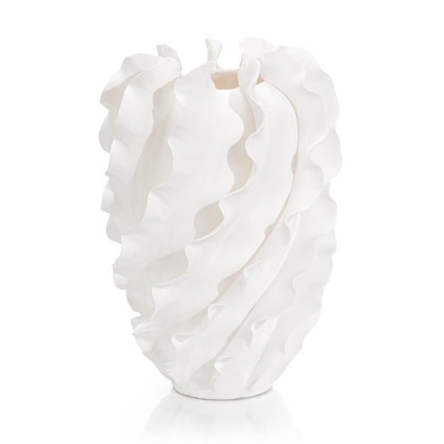 VASE RUFFLE WHITE