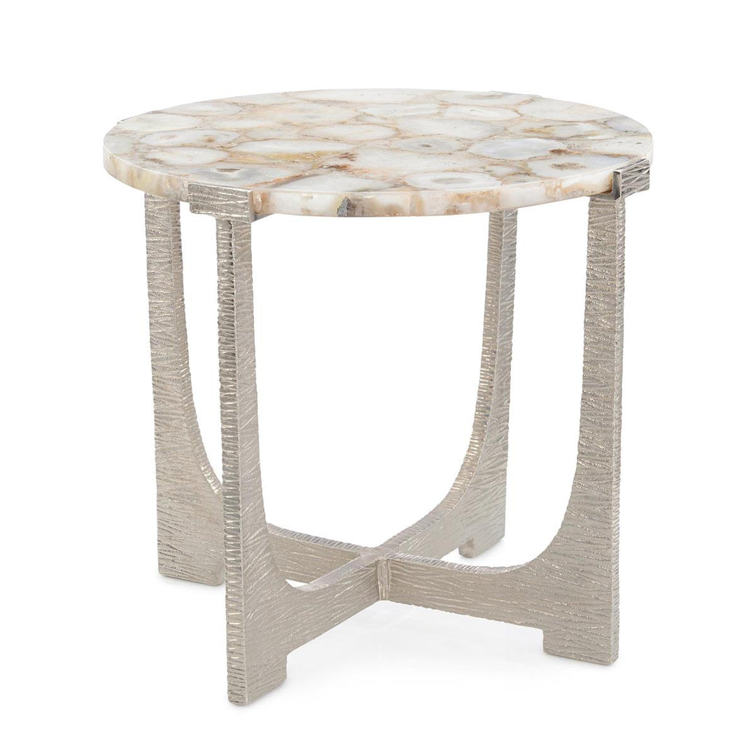 TABLE ROUND AGATE & NICKEL #74994