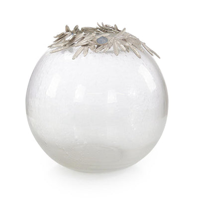 VASE GLASS WITH SILVER LEAVES