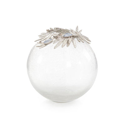 VASE GLASS WITH SILVER LEAVES