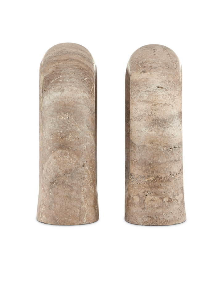 BOOKENDS TITANIUM TRAVERTINE SET/2
