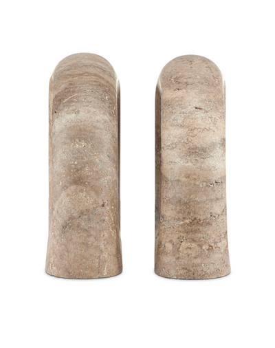 BOOKENDS TITANIUM TRAVERTINE - SET OF 2