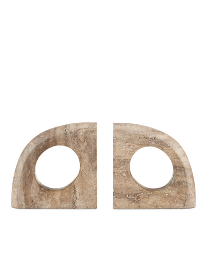 BOOKENDS TITANIUM TRAVERTINE - SET OF 2