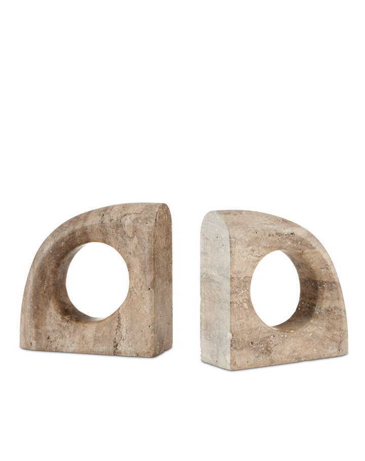 BOOKENDS TITANIUM TRAVERTINE SET/2