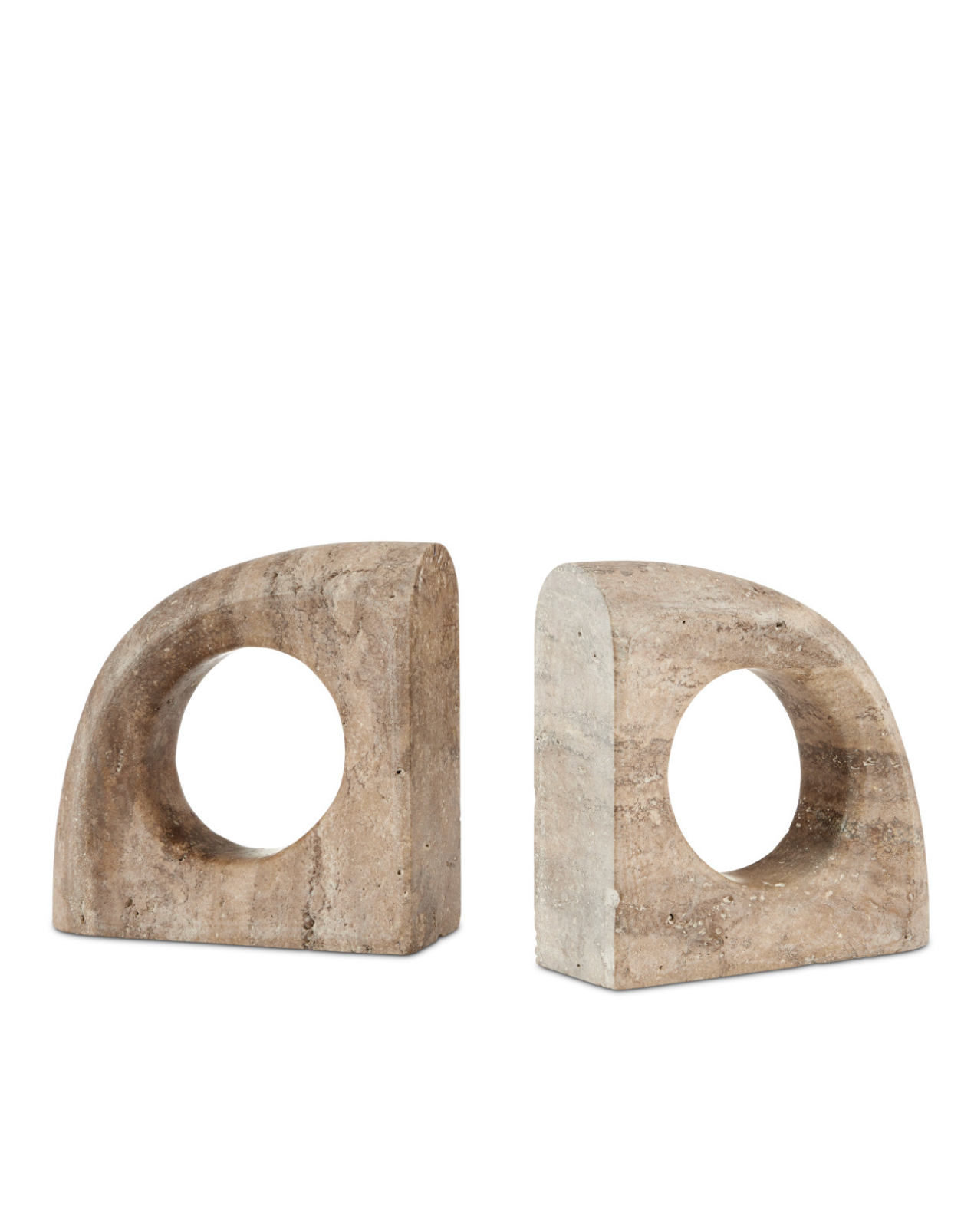 BOOKENDS TITANIUM TRAVERTINE - SET OF 2