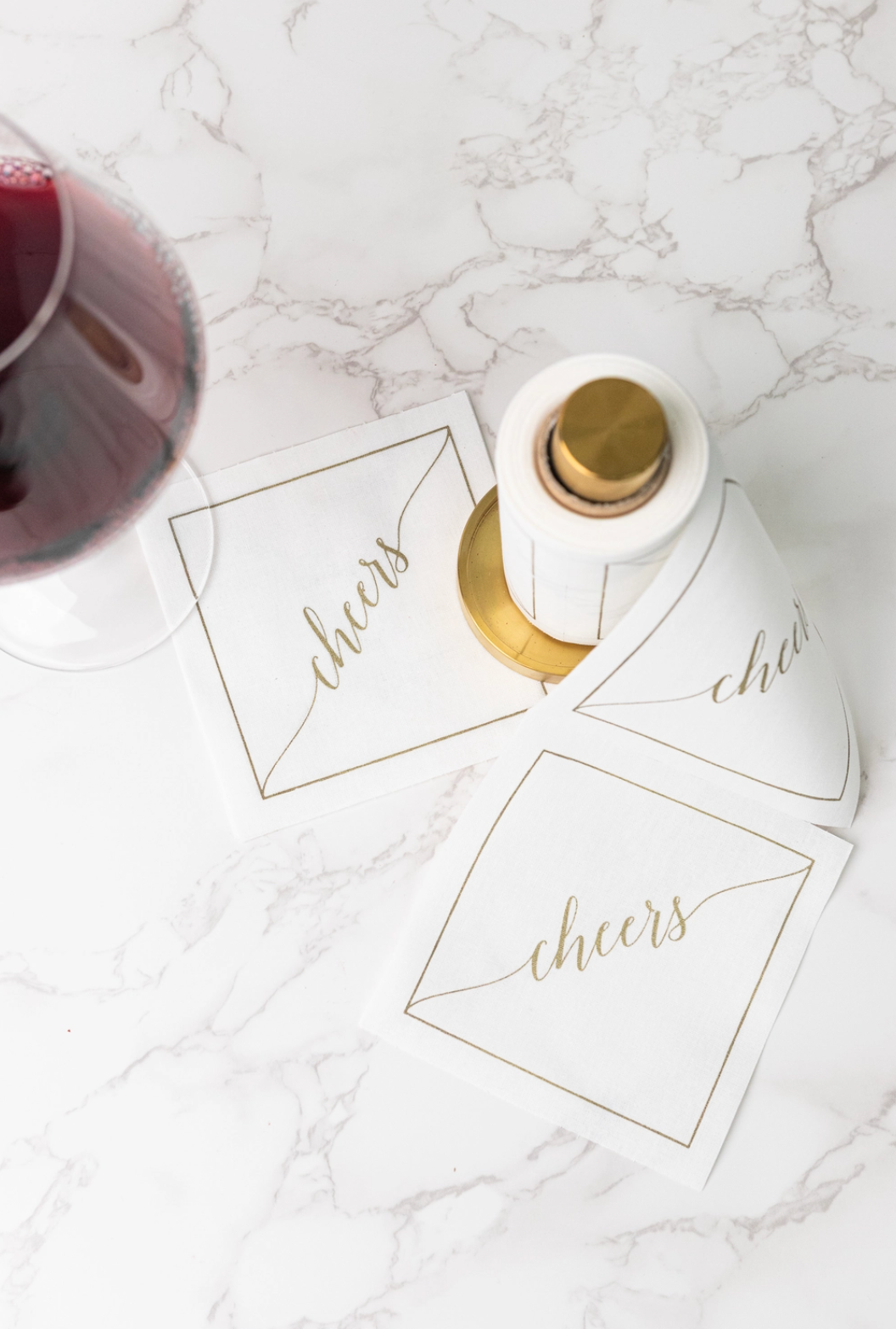 COCKTAIL NAPKIN ROLL CHEERS