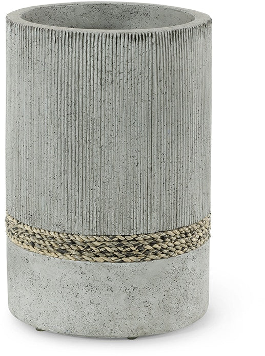 VASE GREY STONE WITH ROPE #75198