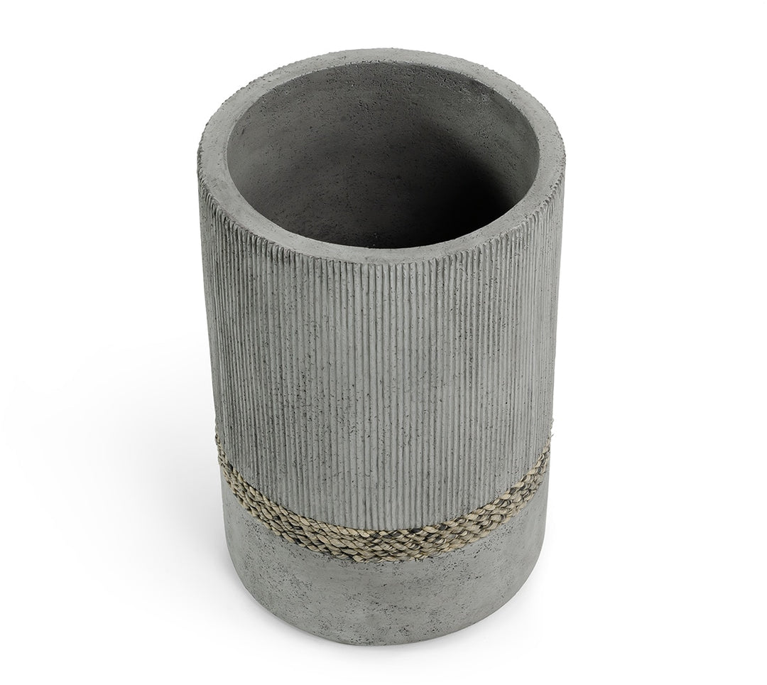 VASE GREY STONE WITH ROPE #75198