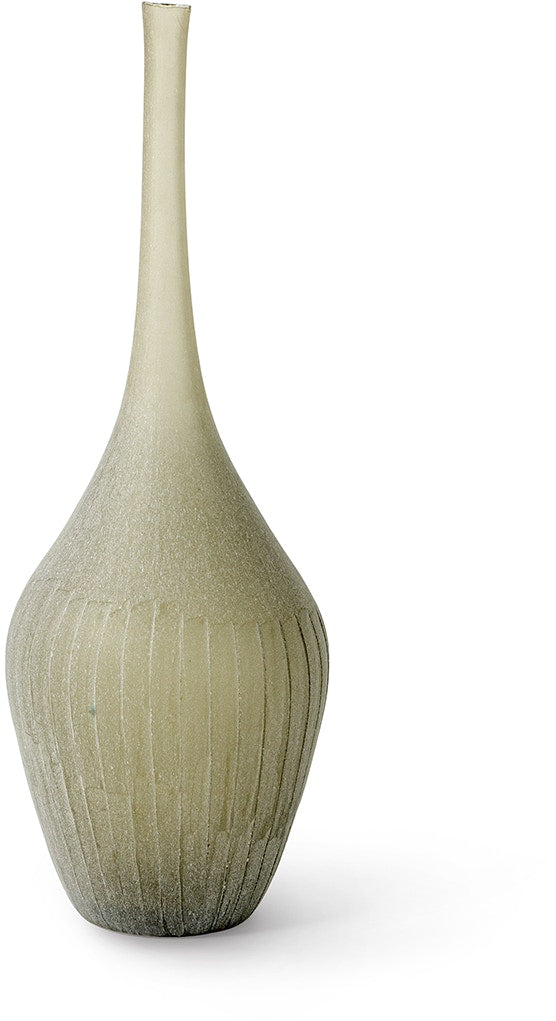VASE GLASS TAUPE NECK
