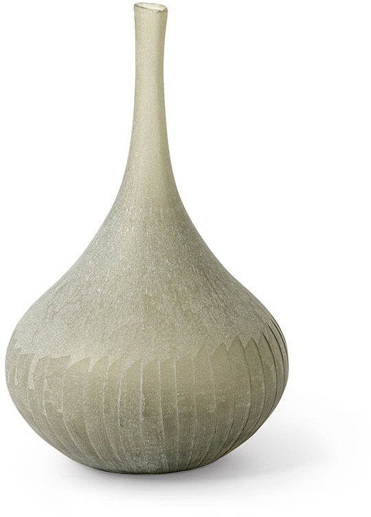VASE GLASS TAUPE NECK