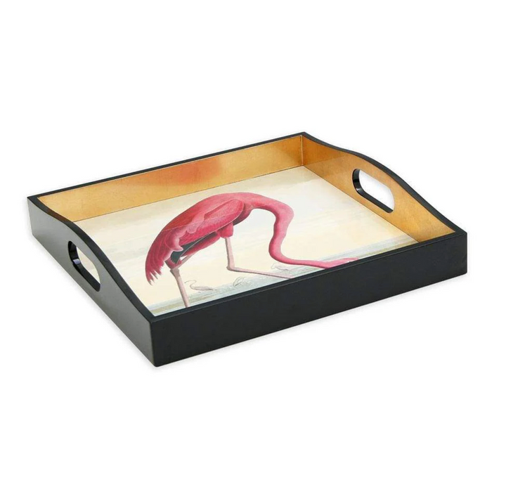 TRAY AUDUBON FLAMINGO LACQUER SQUARE #74318