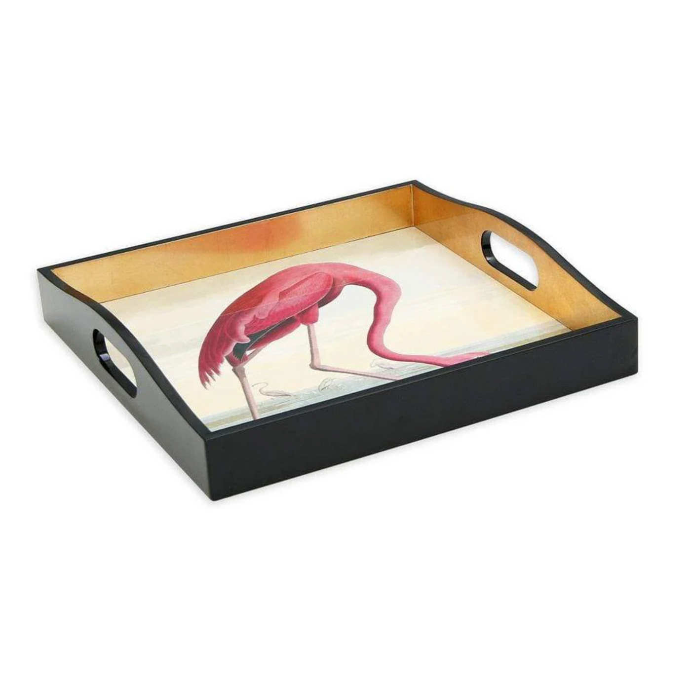 TRAY AUDUBON FLAMINGO LACQUER SQUARE