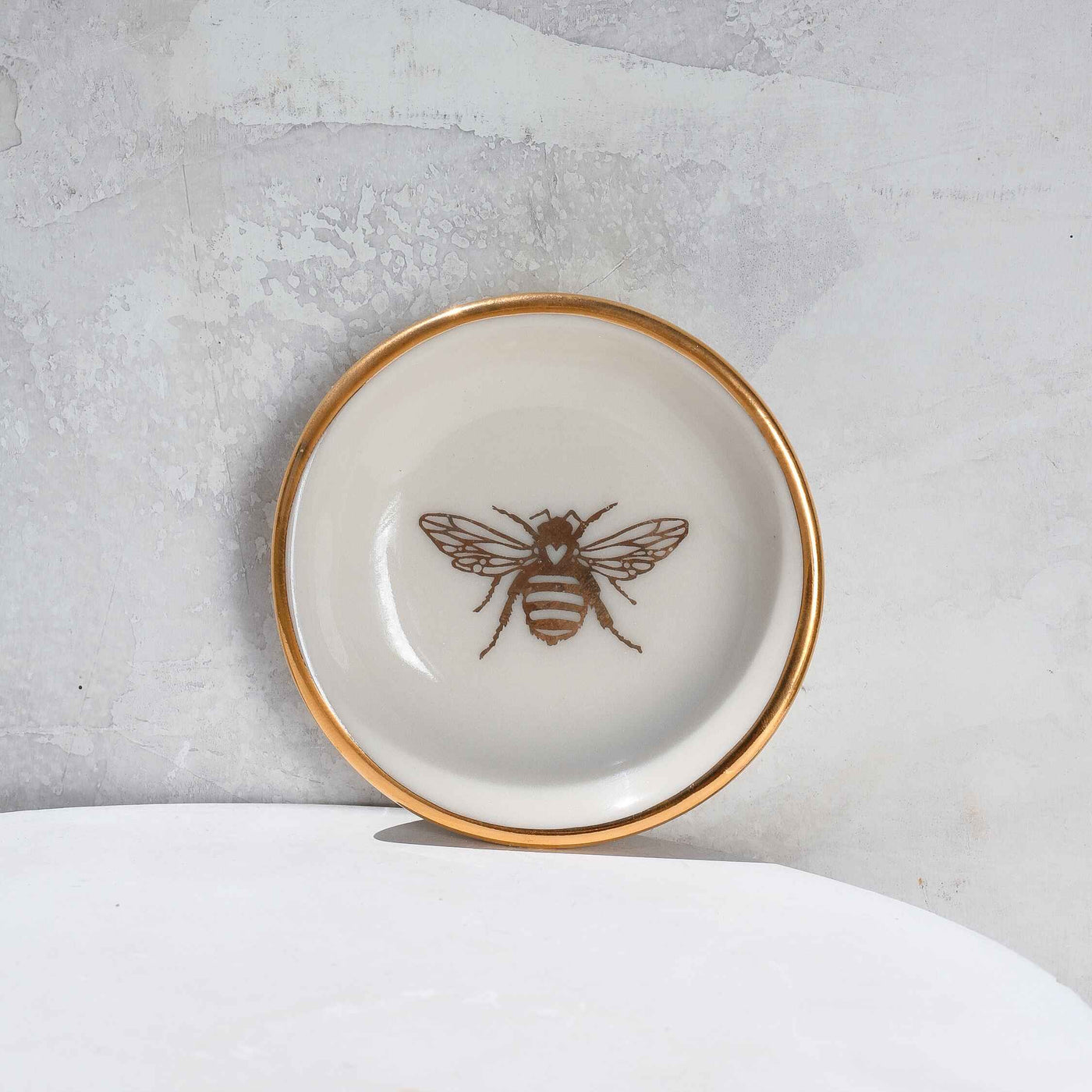 RING DISH GOLD BEE WHITE