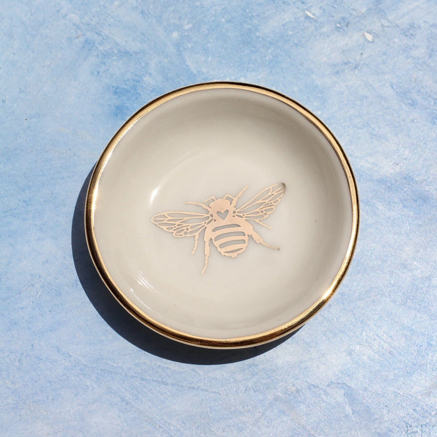 RING DISH GOLD BEE WHITE