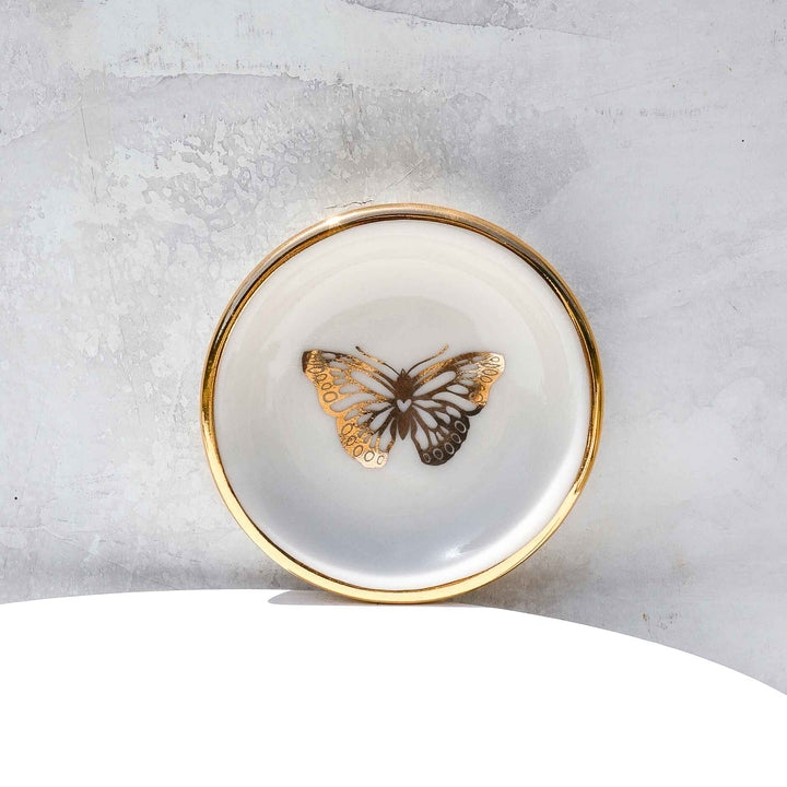 RING DISH GOLD BUTTERFLY WHITE #75457