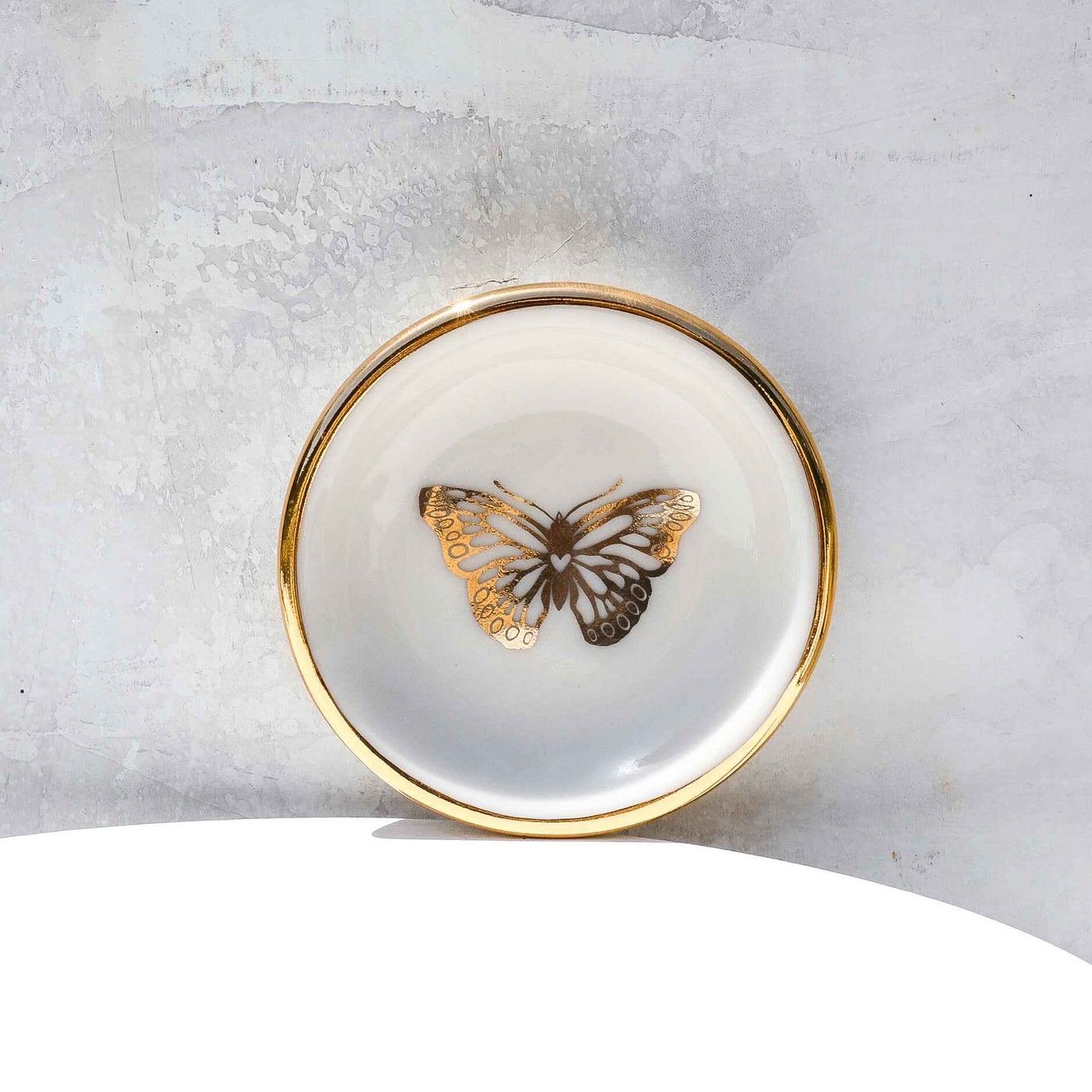 RING DISH GOLD BUTTERFLY WHITE