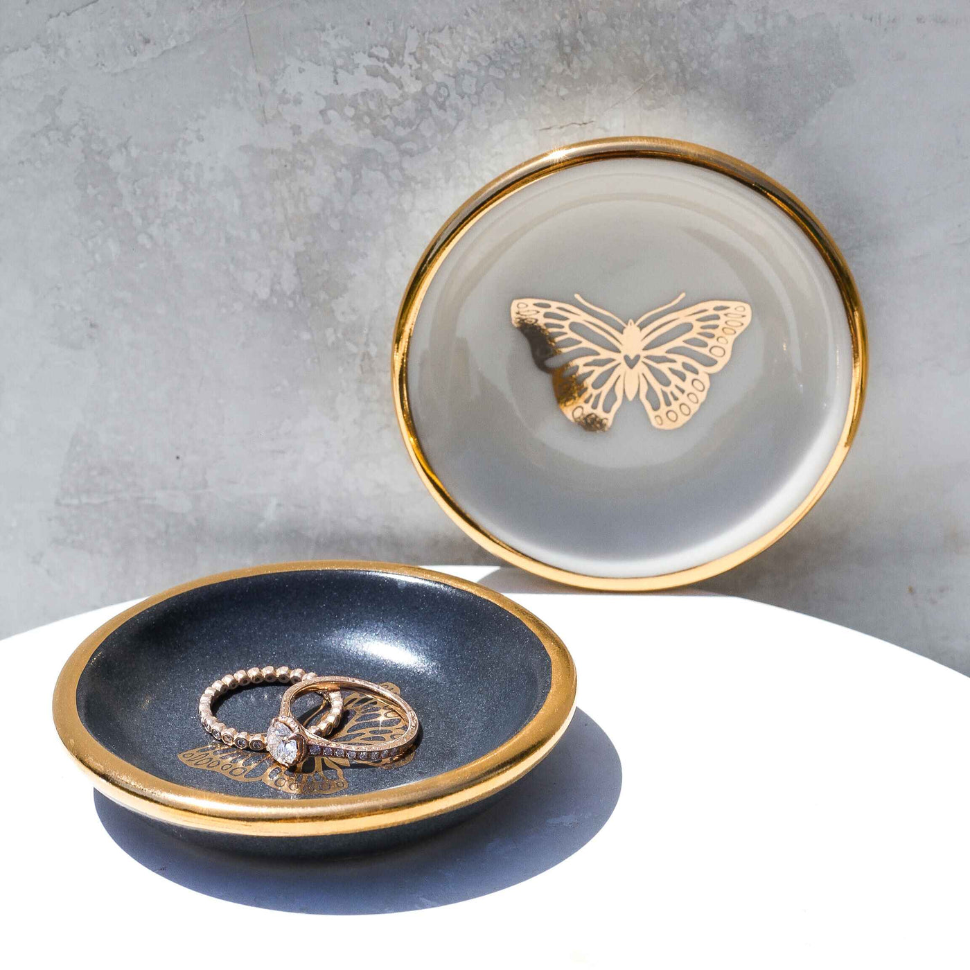 RING DISH GOLD BUTTERFLY WHITE