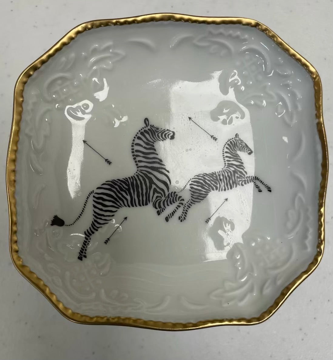 TRAY SQUARE BLACK ZEBRAS #75544