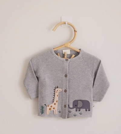 CARDIGAN ANIMAL SAFARI  HEATHER GREY