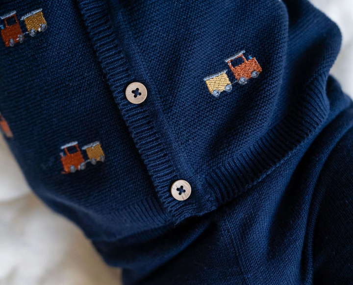 CARDIGAN TRAIN BUTTON NAVY BLUE