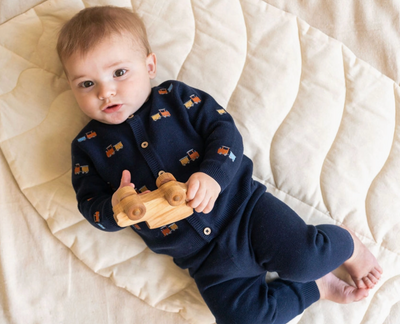 CARDIGAN TRAIN BUTTON NAVY BLUE