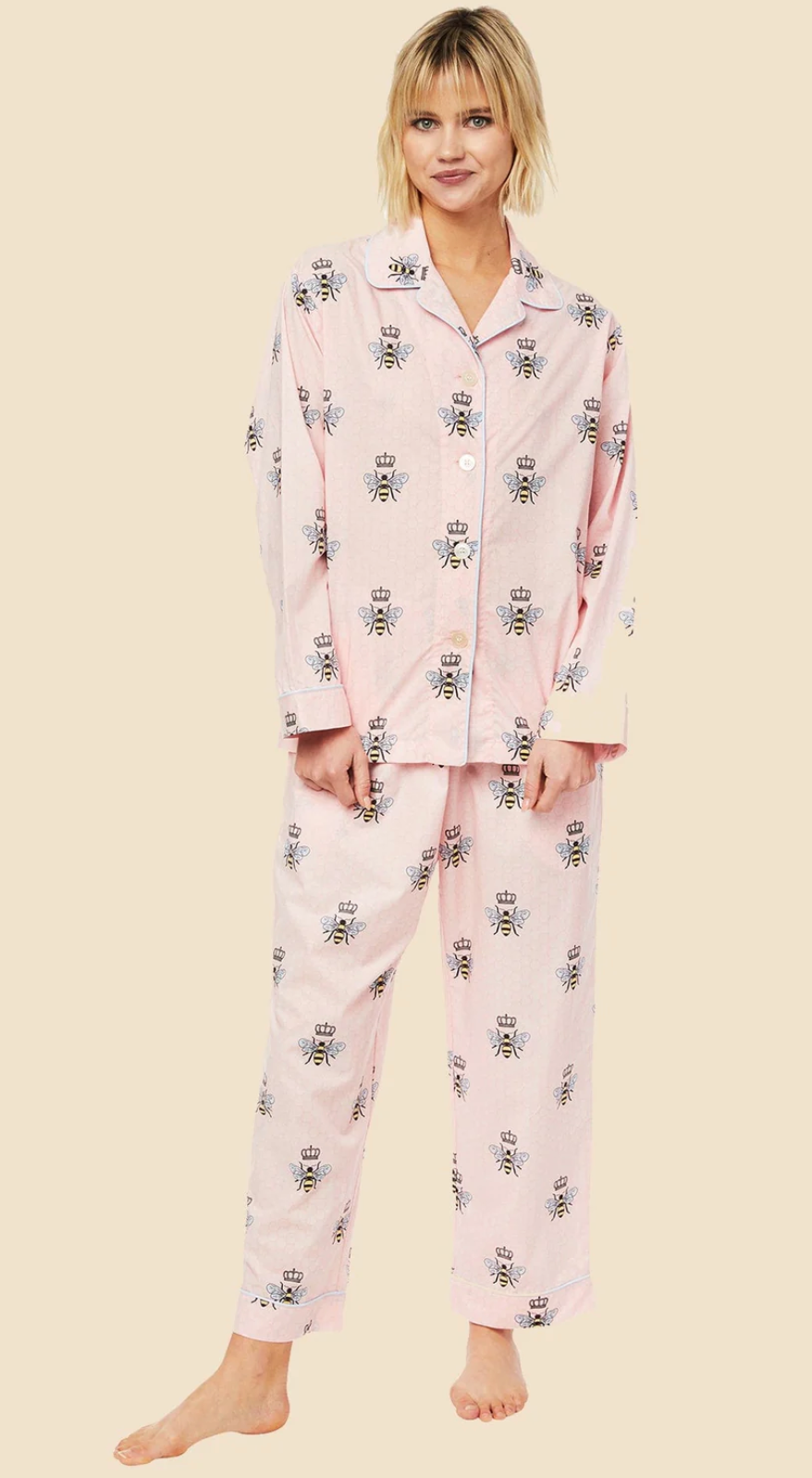 PAJAMA LONG QUEEN BEE LUXE PIMA PINK