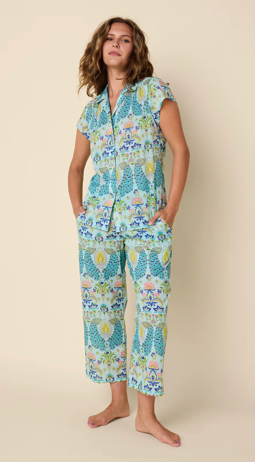 PAJAMA SET CAPRI PEACOCK BLUE VOILE