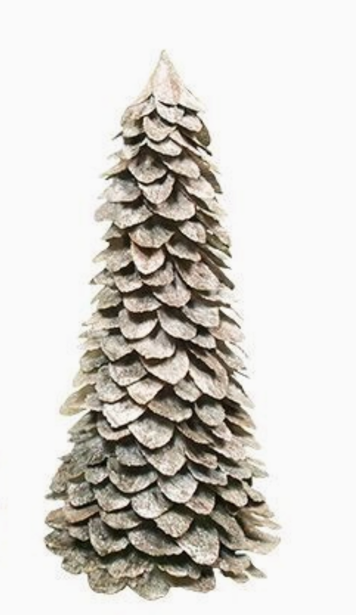 ORNAMENT CONE TREE BUTTERFLY NATURAL WHITE WASH