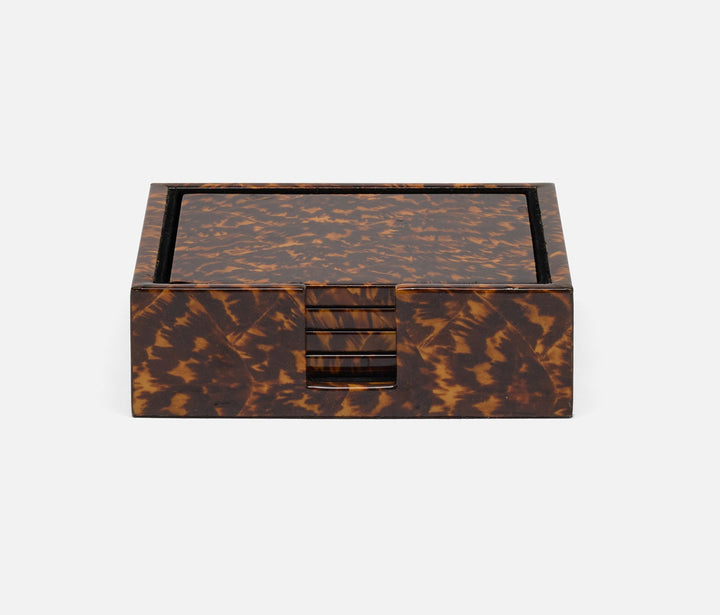 SET/4 COASTERS HIGH GLOSS FAUX TORTOISE #75699