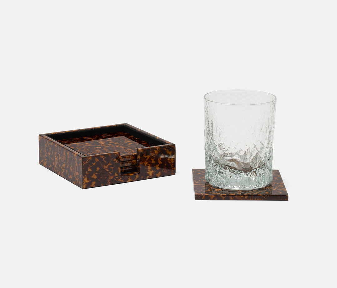 SET/4 COASTERS HIGH GLOSS FAUX TORTOISE #75699