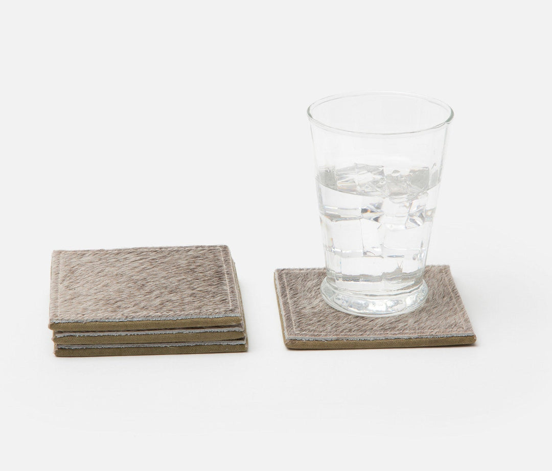 SET/4 COASTERS HAIR-ON-HIDE SQUARE