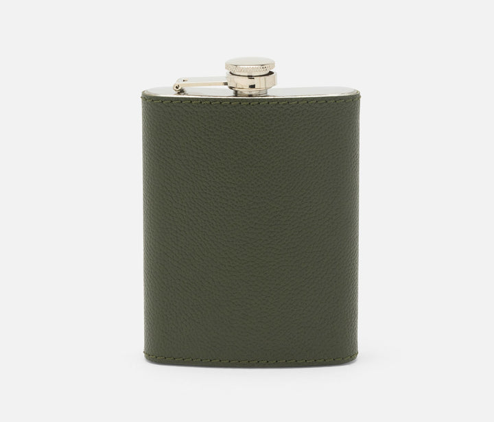 FLASK STAINLESS STEEL/FULL GRAIN LEATHER