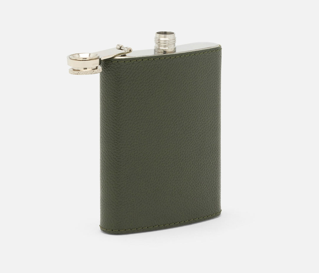 FLASK STAINLESS STEEL/FULL GRAIN LEATHER