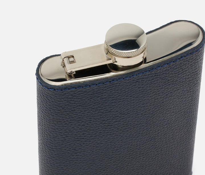 FLASK STAINLESS STEEL/FULL GRAIN LEATHER