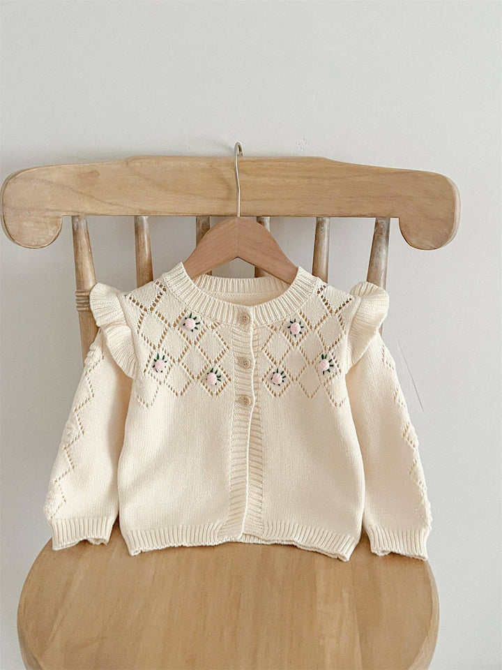 CARDIGAN HOLLOW-OUT ARGYLE LONG SLEEVE