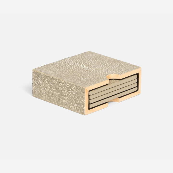 SET/4 COASTERS SAND FAUX SHAGREEN #75712