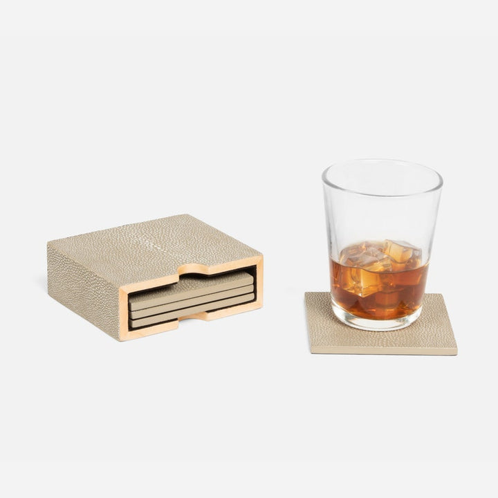 SET/4 COASTERS SAND FAUX SHAGREEN #75712