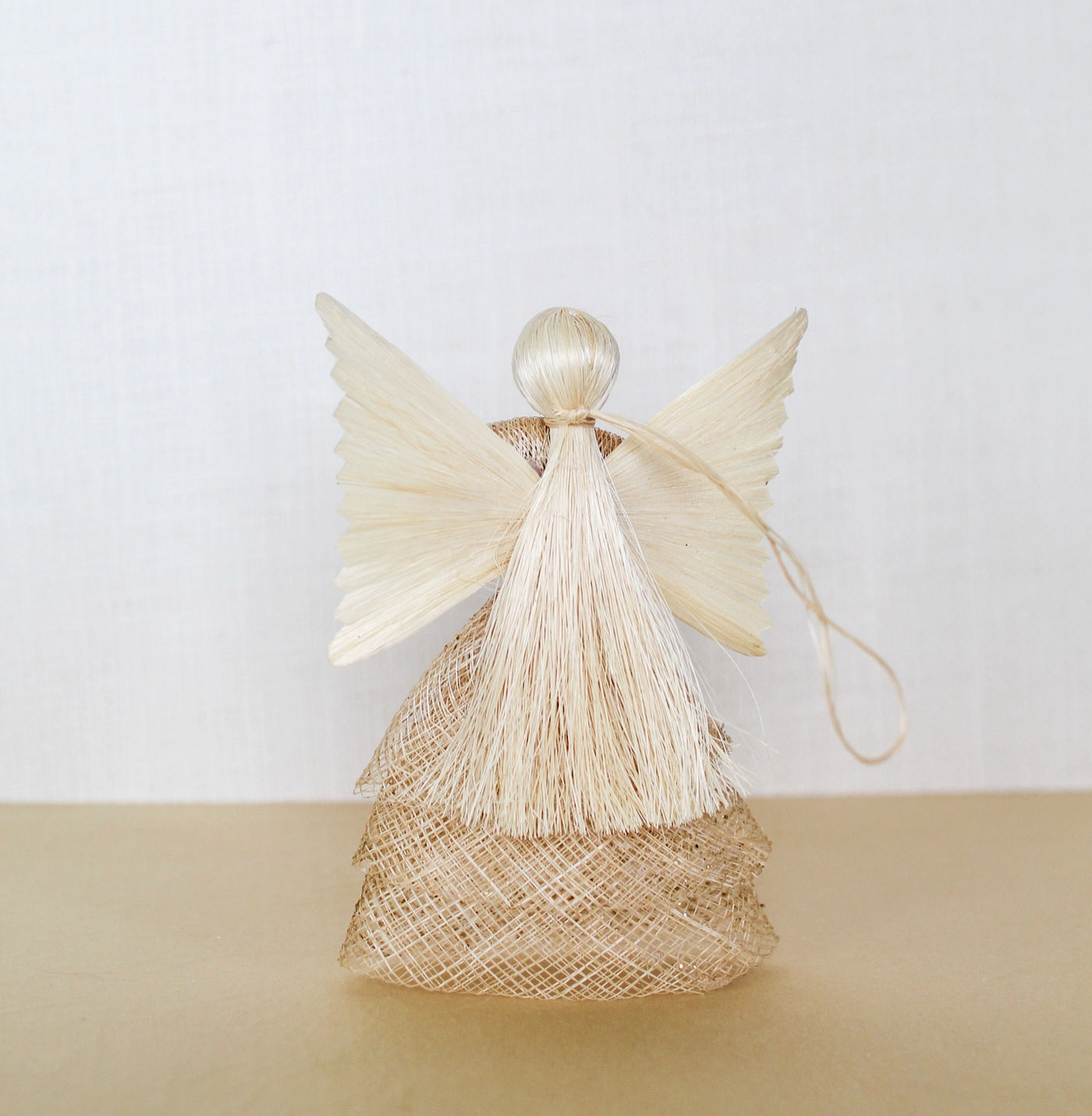 ORNAMENT ANGEL WITH LAYERED DRESS NATURAL & GOLD