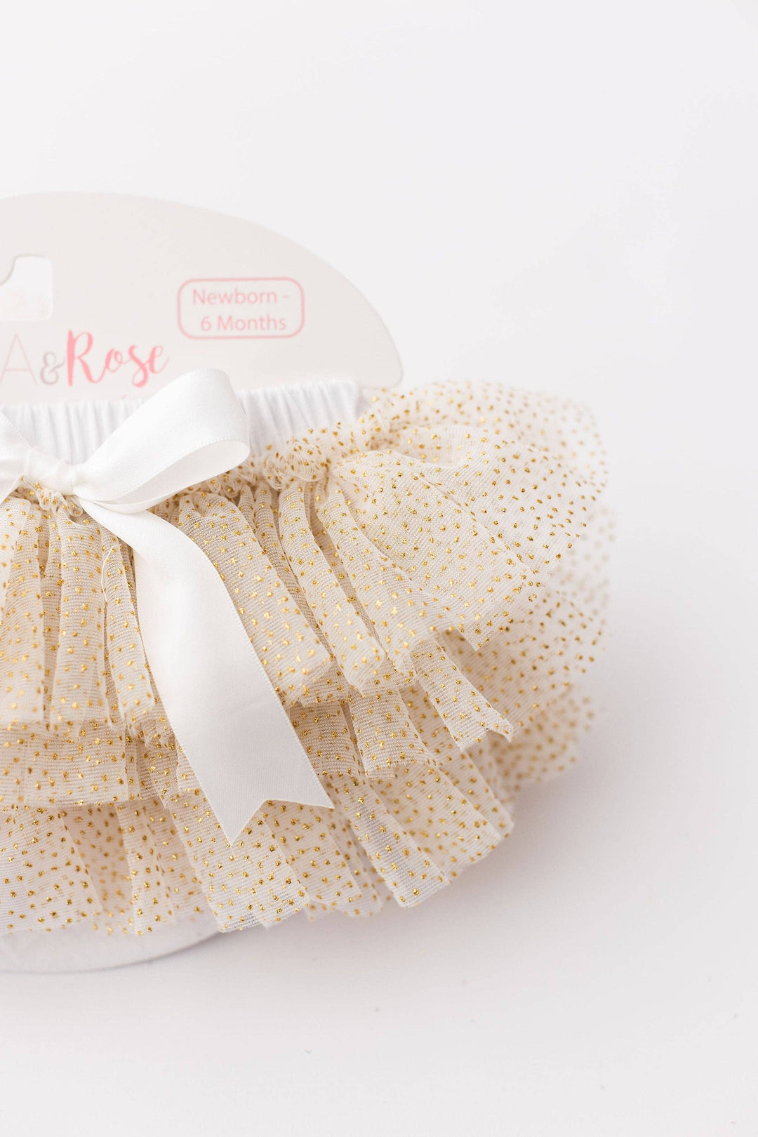 TUTU BLOOMER WHITE&GOLD GLITTER RUFFLE