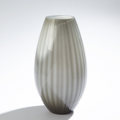 VASE GLASS STRIPE GREY (Available in 2 Sizes)