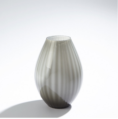 VASE GLASS STRIPE GREY (Available in 2 Sizes)