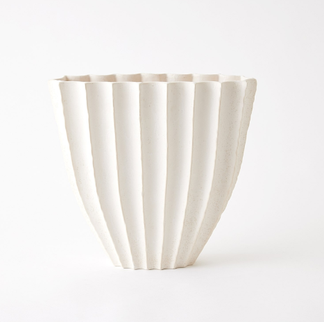 VASE WHITE RIBBED OFF WHITE (Available in 2 Sizes)