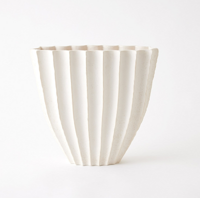 VASE WHITE RIBBED OFF WHITE (Available in 2 Sizes)