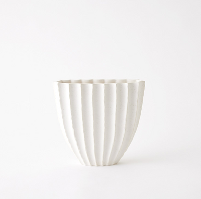 VASE WHITE RIBBED OFF WHITE (Available in 2 Sizes)