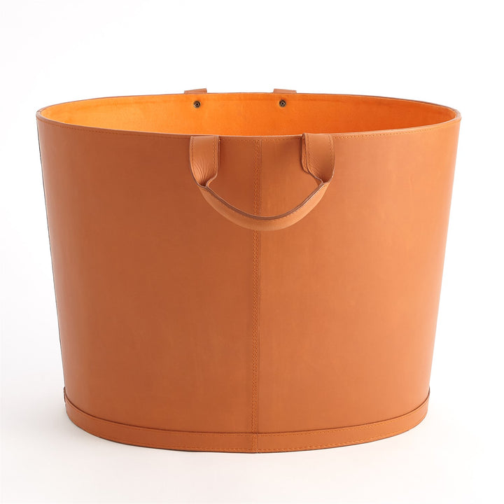 BASKET OVAL LEATHER ORANGE #75968