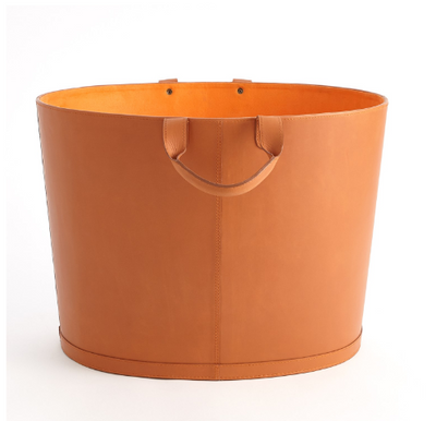 BASKET OVAL LEATHER ORANGE