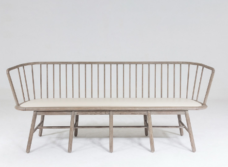 BENCH LONG MOHAIR GREY OAK WIRE