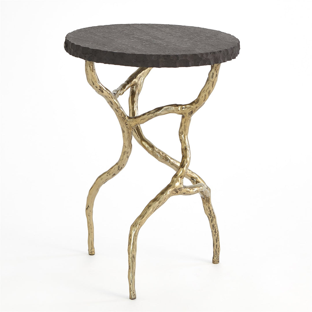 TABLE FAUX BRASS WITH BLACK MARBLE #75999