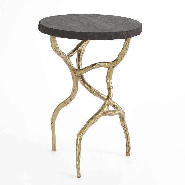 TABLE FAUX BRASS WITH BLACK MARBLE #75999