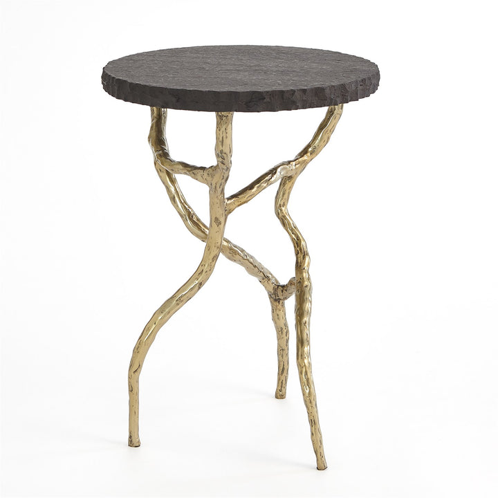 TABLE FAUX BRASS WITH BLACK MARBLE #75999